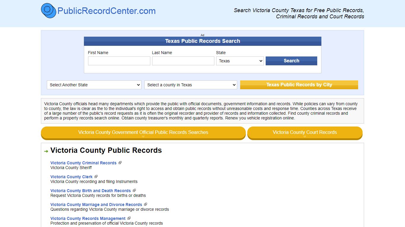 Victoria County Texas Free Public Records - Court Records ...